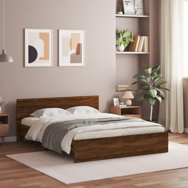vidaXL Bed Frame without Mattress Brown Oak 140x190 cm