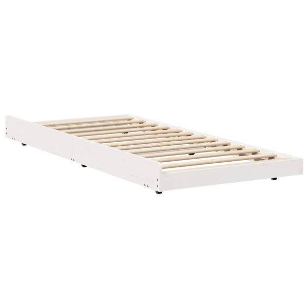 vidaXL Bed Frame White 100 x 200 cm Solid Pine Wood