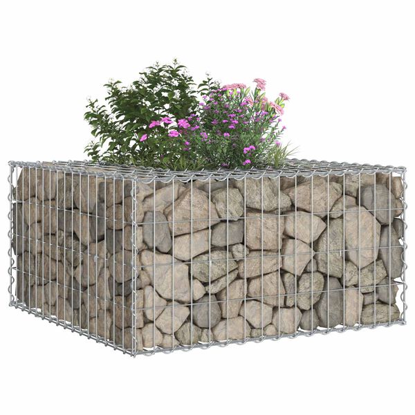 vidaXL Gabion Raised Bed Silver 80 x 80 x 40 cm Galvanised Steel