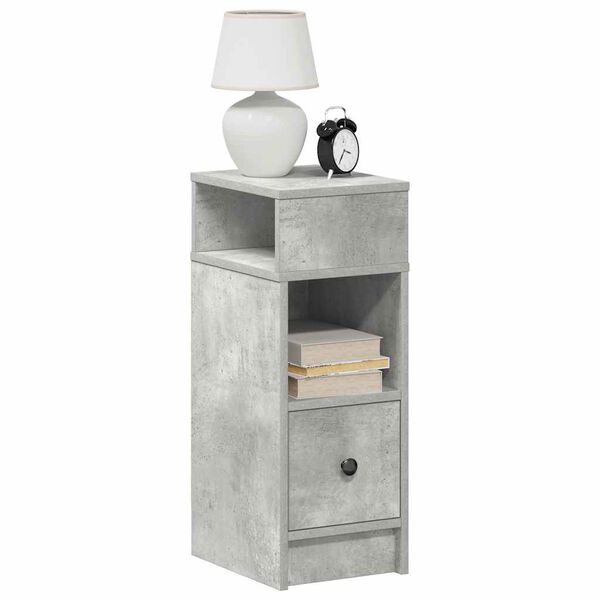 vidaXL Bedside Cabinets 2 pcs with Drawer Concrete Grey 25x31x66 cm