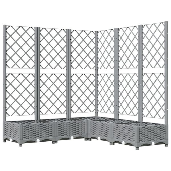 vidaXL Garden Planter with Trellis Light Grey 120x120x121.5 cm PP