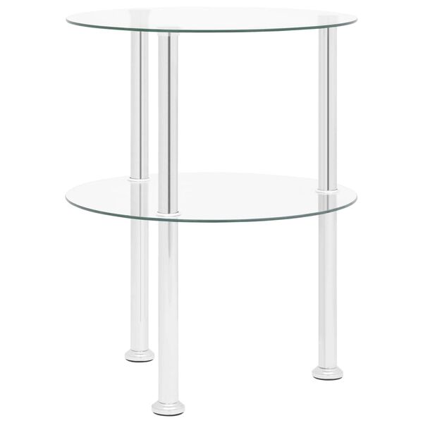 vidaXL 2-Tier Side Table Transparent 38 cm Tempered Glass