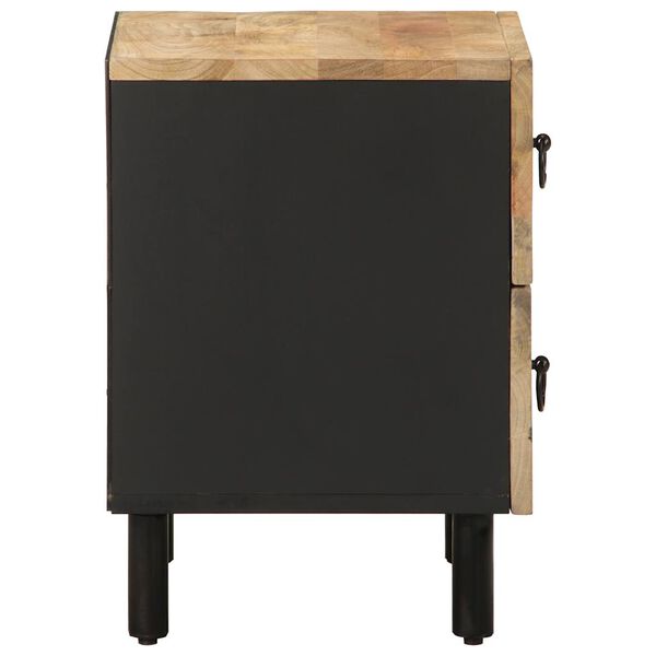 vidaXL Bed Cabinet Black 40x33.5x46 cm Solid Rough Wood Mango
