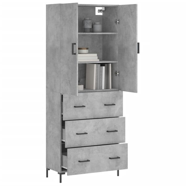 vidaXL Highboard Concrete Grey 69.5x34x180 cm Engineered Wood