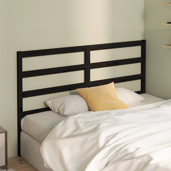 vidaXL Bed Headboard Black 126x4x100 cm Solid Wood Pine