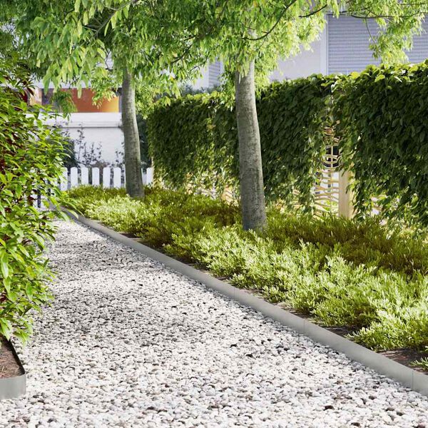 vidaXL Lawn Edging 30 pcs Silver 100 x 0.05 x 15 cm Galvanised Steel