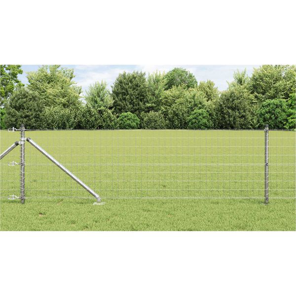 vidaXL Fence with Post Silver 0.4 x 50 m Steel