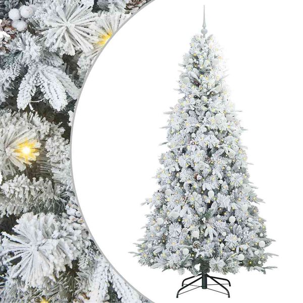 vidaXL Artificial Hinged Christmas Tree White 240 cm PE and PVC