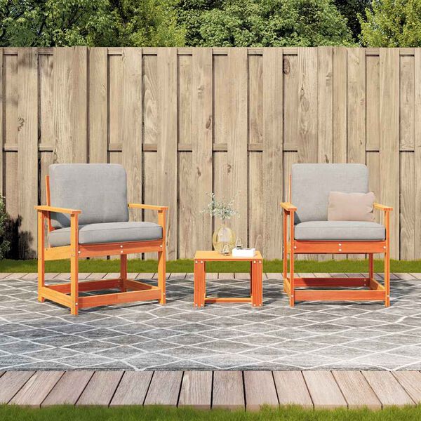 vidaXL 3 Piece Garden Lounge Set Wax Brown Solid Wood Pine
