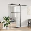 vidaXL Sliding Door with Hardware Set Black 102x205 cm ESG Glass