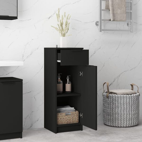 vidaXL Bathroom Cabinet Black 32x34x90 cm Engineered Wood