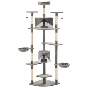 vidaXL Cat Tree | Grey and White | Engineered wood | Large | Cat Playground