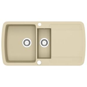 vidaXL Granite Kitchen Sink Double Basins Beige