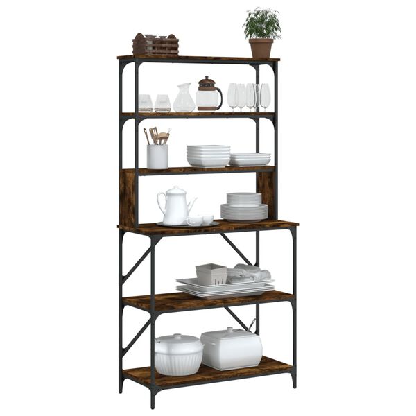 vidaXL Baker's Rack 6-Tier Smoked Oak 90x40x180 cm Engineered Wood