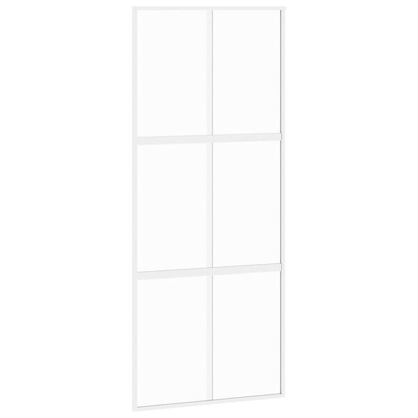 vidaXL Sliding Door White 90x205 cm Tempered Glass and Aluminium