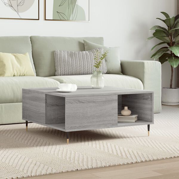 vidaXL Coffee Table Grey Sonoma 80x80x36.5 cm Engineered Wood