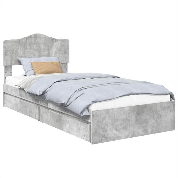 vidaXL Storage Bed Concrete Grey 70 x 190 cm Engineered Wood