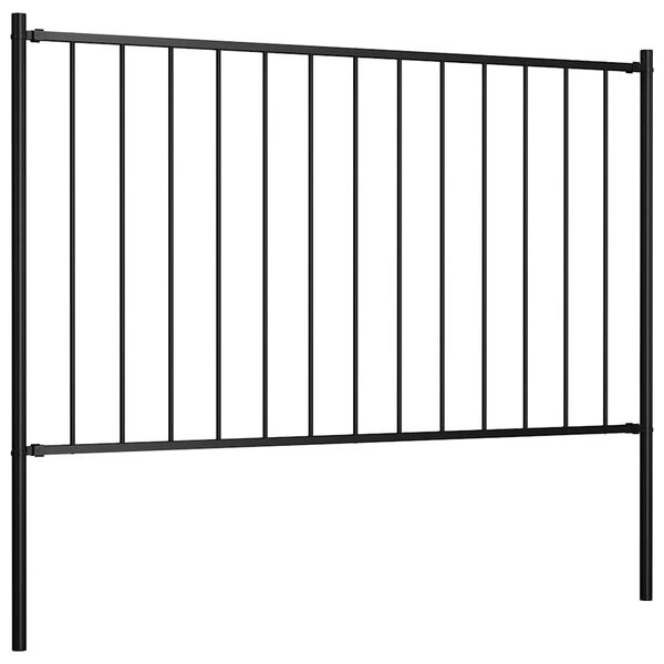 vidaXL Fence Panel Woerden with Posts Steel 1.7x1 m Black