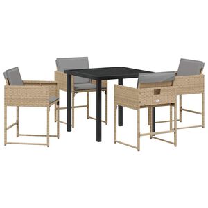 vidaXL Garden Dining Set 5 pcs Beige Poly Rattan