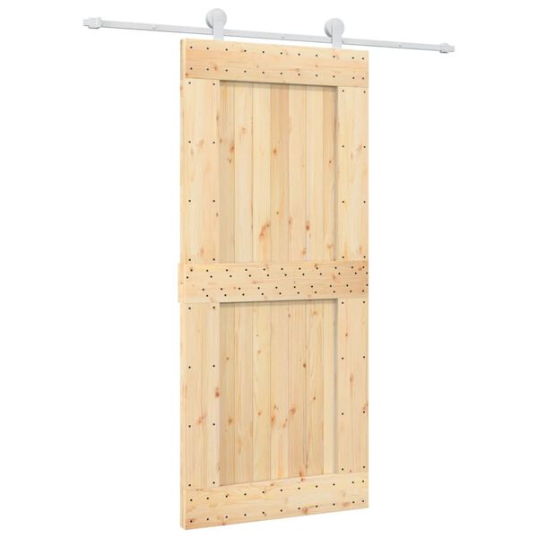 vidaXL Sliding Door with Hardware Set 90x210 cm Solid Wood Pine