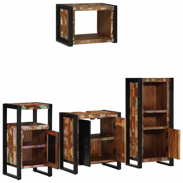 vidaXL Bathroom Furniture Set with Drawer 4 pcs Solid Reclaim Wood
