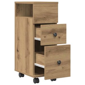 vidaXL Narrow Bathroom Cabinet with Wheels Artisian Oak Engineered Wood