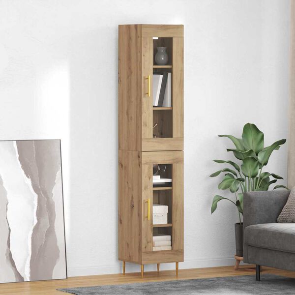 vidaXL Highboard 2 pcs Artisan Oak Glass