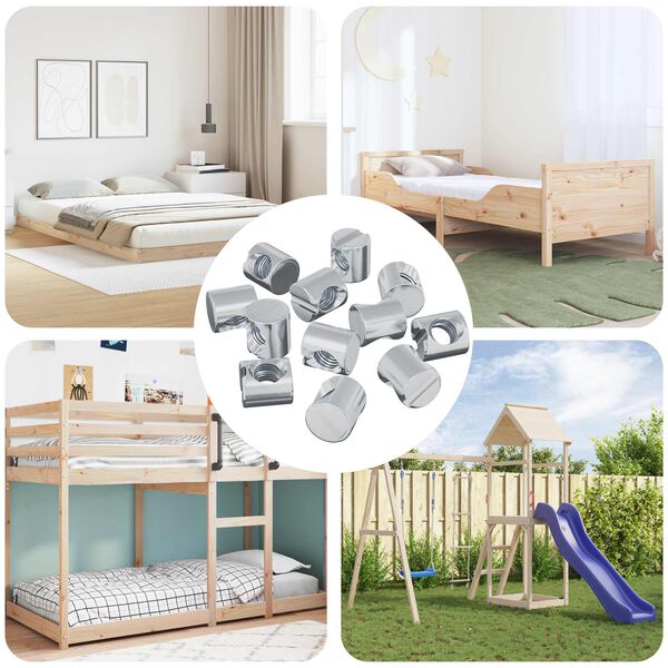 vidaXL Barrel Nuts 4500 pcs Silver M6 x 12 mm Metal