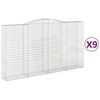 vidaXL Arched Gabion Baskets 9 pcs 400x50x220/240 cm Galvanised Iron