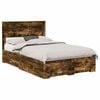 vidaXL Bed Frame with Drawer Smoked Oak 135 x 190 cm Engineered Wood
