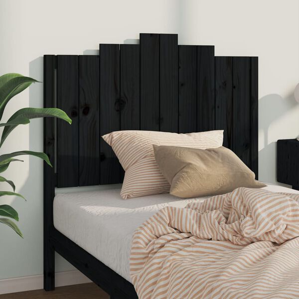 vidaXL Bed Headboard Black 106x4x110 cm Solid Wood Pine