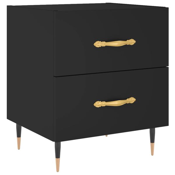 vidaXL Bedside Cabinet Black 40x35x47.5 cm Engineered Wood