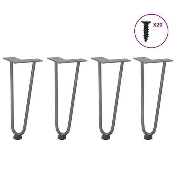 vidaXL Hairpin Legs for Coffee Table 4 pcs Natural Steel 30 cm Solid Steel