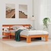 vidaXL Bed Frame with Headboard Wax Brown 100 x 200 cm Solid Pine Wood