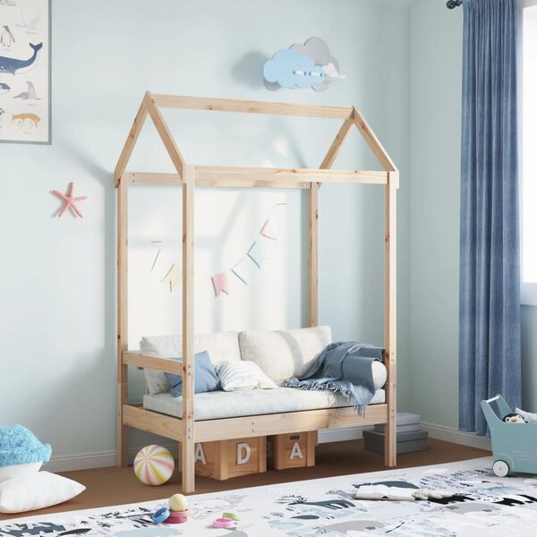 vidaXL Bench with Roof 117.5x70x176.5 cm Solid Wood Pine