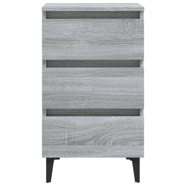 vidaXL Bed Cabinets with Metal Legs 2 pcs Grey Sonoma 40x35x69 cm