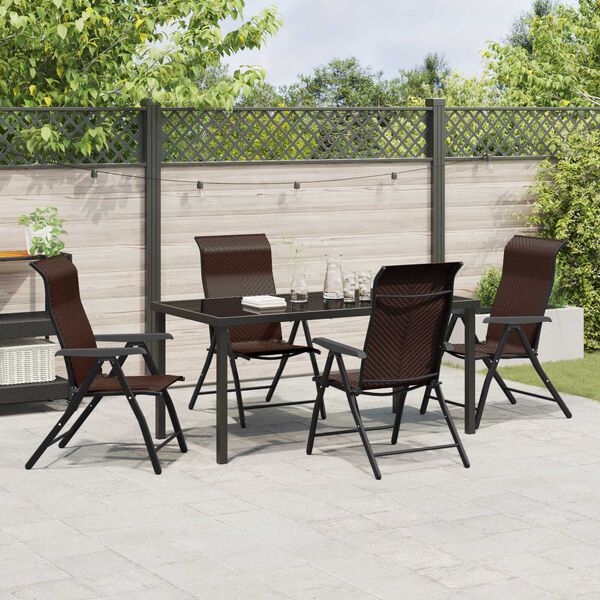 vidaXL Garden Dining Set 5 pcs Brown Powder-Coated Steel