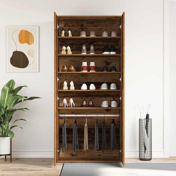 vidaXL Shoe Cabinet with Door Brown 80 x 39 x 180 cm Engineered wood