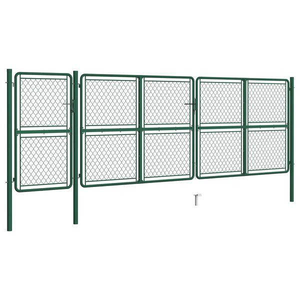 vidaXL Garden Gate Steel 150x495 cm Green
