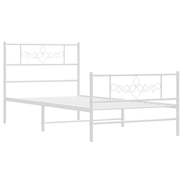 vidaXL Metal Bed Frame without Mattress with Footboard White 90x200cm