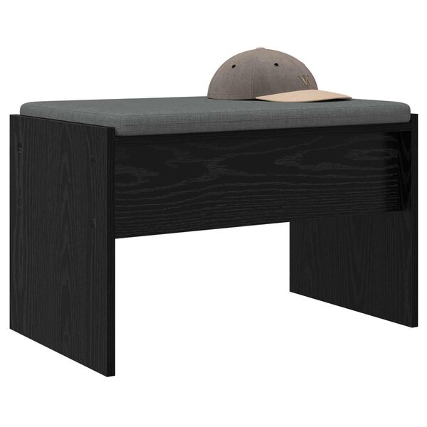 vidaXL Hall Bench with Cushion Black Oak 63 x 38 x 40 cm