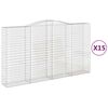 vidaXL Arched Gabion Baskets 15 pcs 400x50x220/240 cm Galvanised Iron