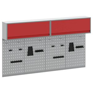vidaXL Tool Cabinet Set with Shelf with Storage 6 pcs Red Steel
