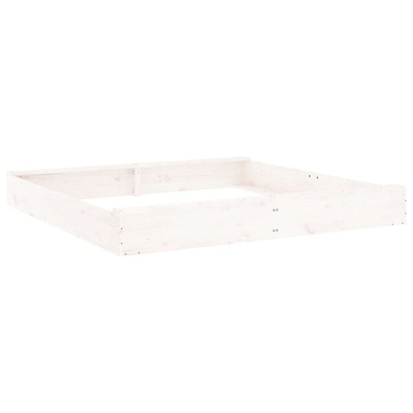 vidaXL Sandbox with Seats White Square Solid Wood Pine