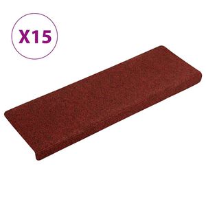 vidaXL Stair Mats Self-adhesive 15 pcs 65x21x4 cm Bordeaux Red Rectangular Edge