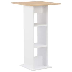 vidaXL Bar Table | White with sonoma oak | Engineered wood | Tall | Bar Table