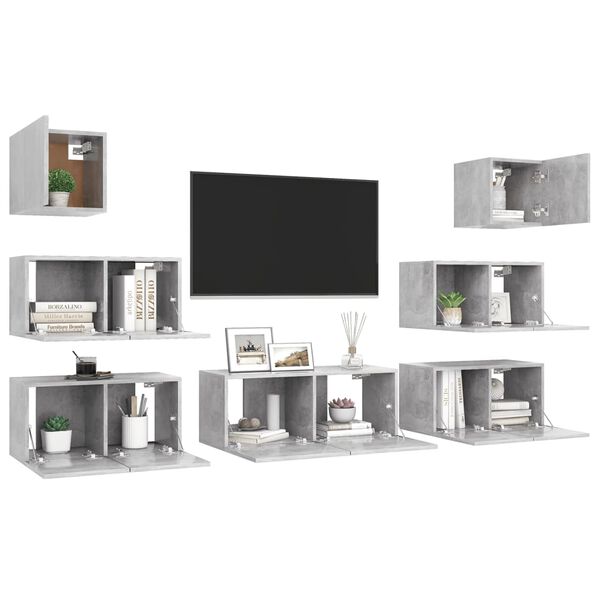 vidaXL 7 Piece TV Cabinet Set Concrete Grey Engineered Wood