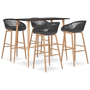 vidaXL Bar Set | Black and Grey | MDF, Metal, PP | Standard | Durable | Bar Set