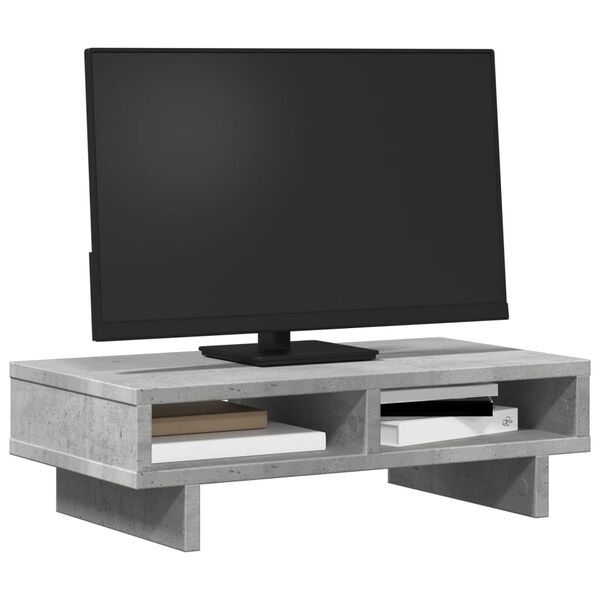 vidaXL Monitor Stand Concrete Grey 50x27x15 cm Engineered Wood