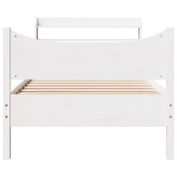 vidaXL Bed Frame with Headboard White 90x190 cm Single Solid Wood Pine
